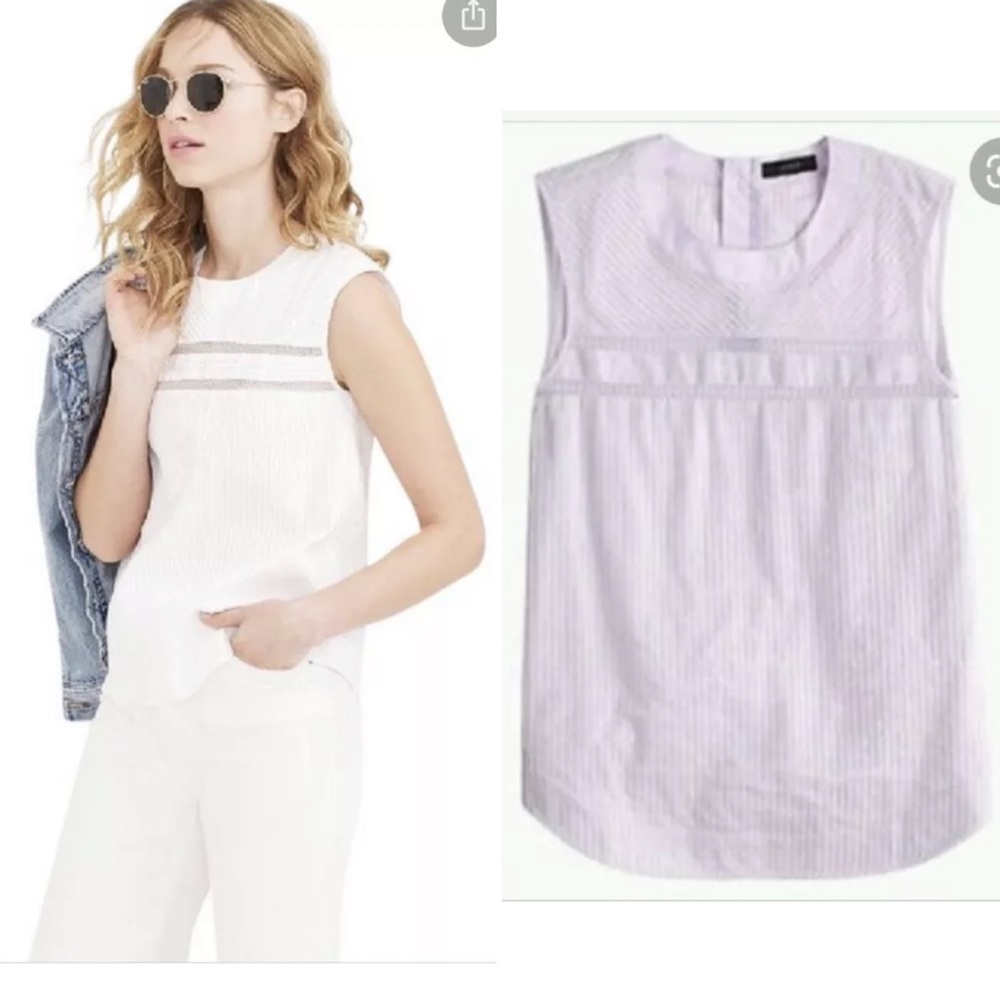 NWT JCREW Pin tuck / Pleated 100% Cotton White Top   Size 6